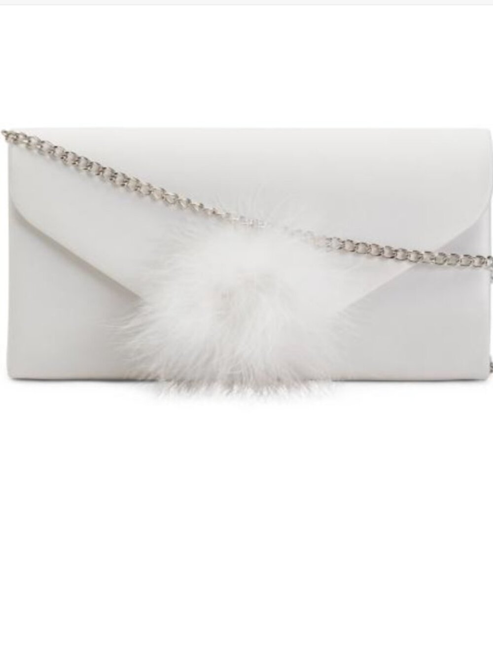 NWT Nina Ivory PomPom Envelope Clutch
